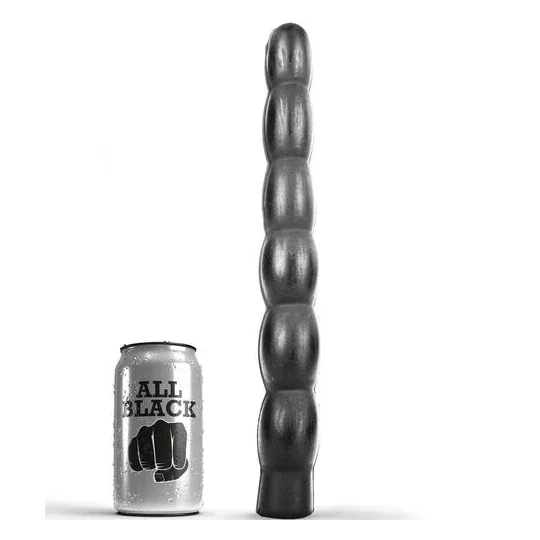 Flexible anal dildo with ridges 32 cm ALL BLACK, black sextoy for anal or vaginal pleasure
