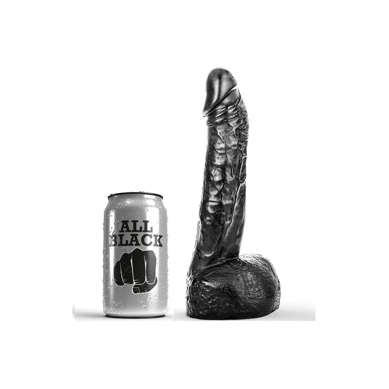 Realistic black fisting dildo 20 cm ALL BLACK with balls and veins texture