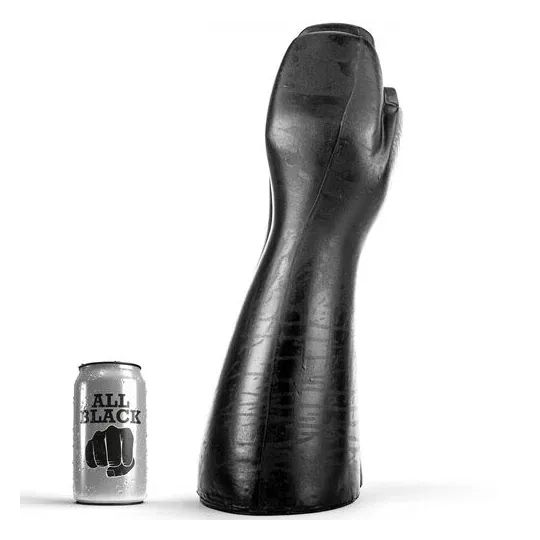 ALL BLACK consolador fisting mano realista negra 39 cm - consolador de PVC suave para prácticas extremas