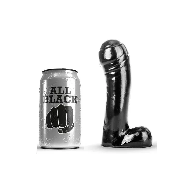 Black beginner dildo 15 cm by All Black, smooth silicone sex toy for exploration