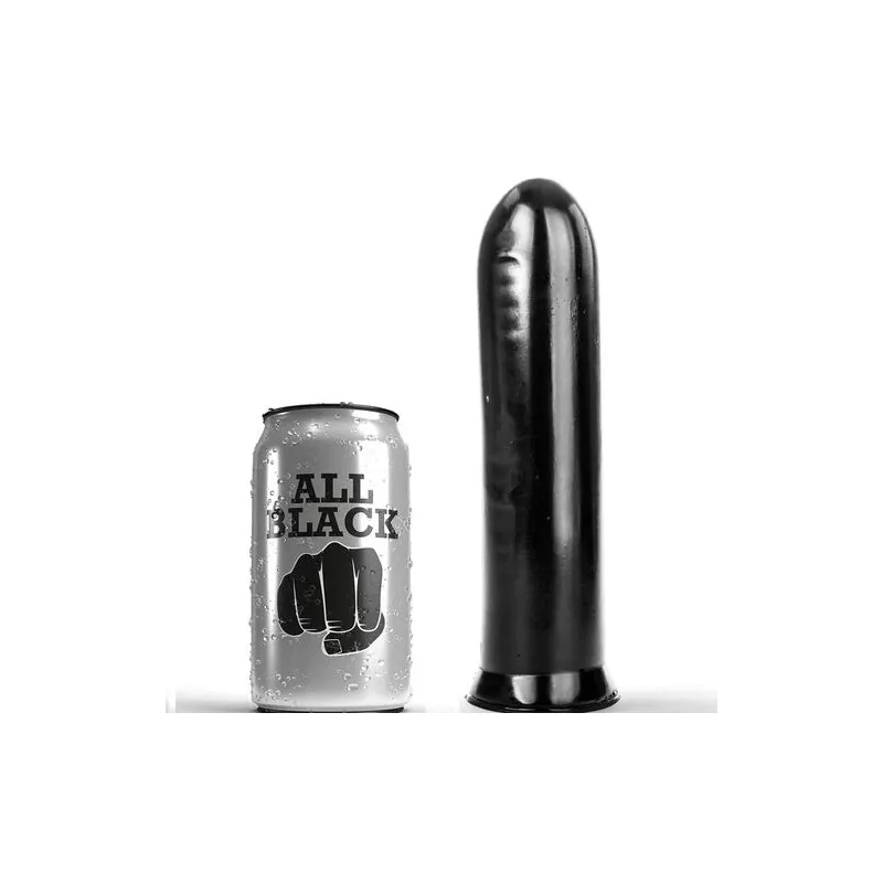 Dildo nero spesso 19 cm di ALL BLACK, silicone liscio – vista principale