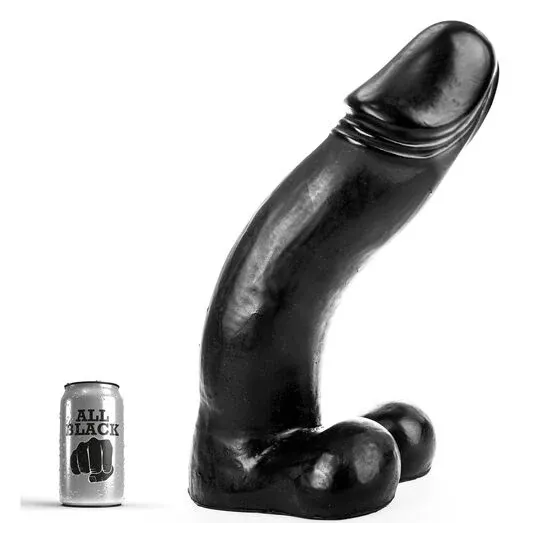 Dildo nero ALL BLACK 45 cm, flessibile e fermo, in TPR - giocattolo sessuale per adulti