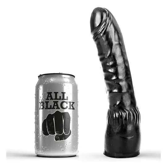 Realistic ergonomic dildo ALL BLACK black 20 cm - Curved realistic dildo for G-spot and prostate stimulation