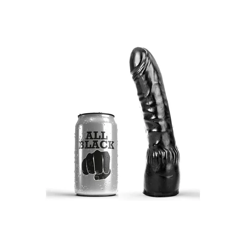 Realistischer ergonomischer Dildo ALL BLACK schwarz 20 cm - Gebogener realistischer Dildo für G-Punkt und Prostata