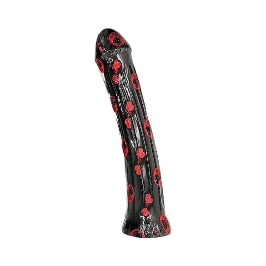 Plug anale scanalato nero ALL BLACK 31 cm vista generale giocattolo anale PVC scanalature profonde