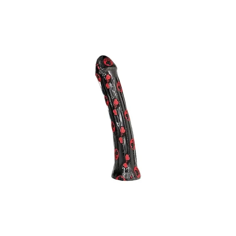 Plug anale scanalato nero ALL BLACK 31 cm vista generale giocattolo anale PVC scanalature profonde