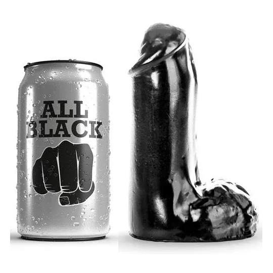 Dildo realistico ALL BLACK 13 cm per principianti, colore nero, liscio e corto - giocattolo intimo