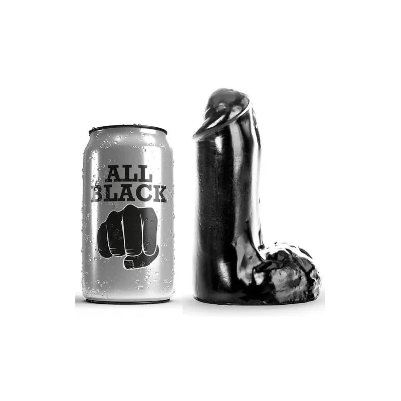 Realistischer Dildo ALL BLACK 13 cm für Anfänger, schwarz, glatt und kurz - Intimspielzeug