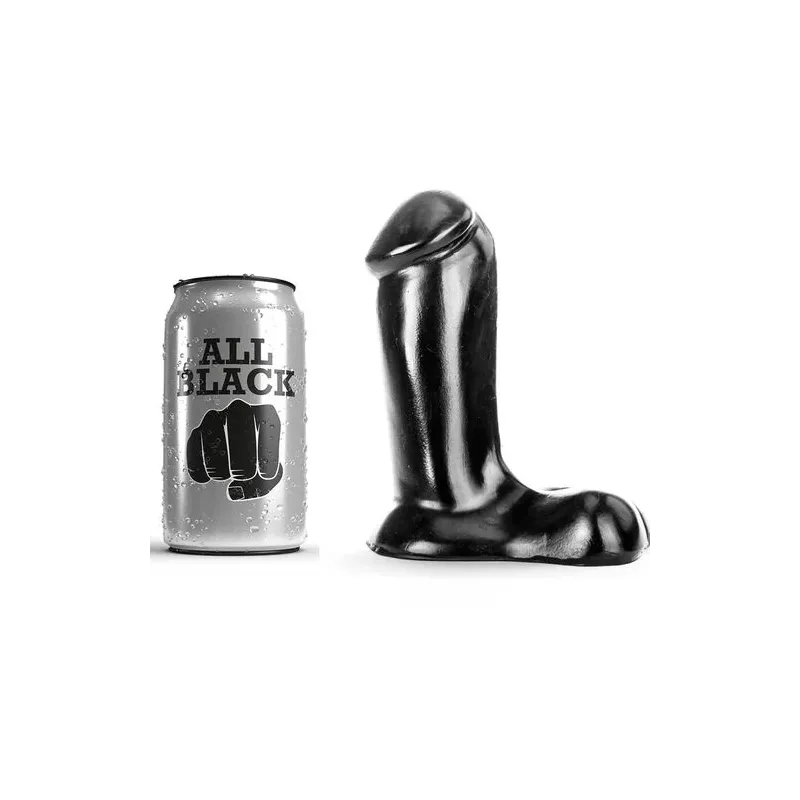 Dildo realistico ALL BLACK 14 cm nero - giocattolo sessuale per principianti con base larga e palline