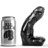 Dildo realistico nero in silicone All Black 15 cm con testicoli, liscio, vista frontale