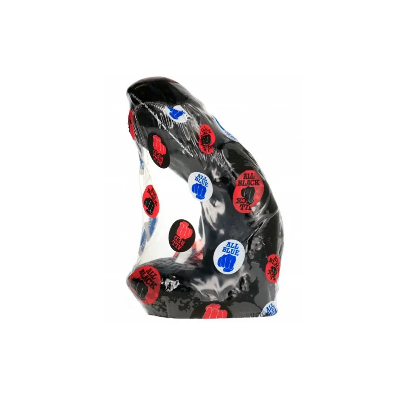 Gode réaliste en silicone noir mat All Black 15 cm avec testicules, lisse, vue de face
