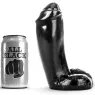 Gode réaliste noir 18 cm avec testicules et base solide, marque ALL BLACK, jouet sexuel adulte en silicone