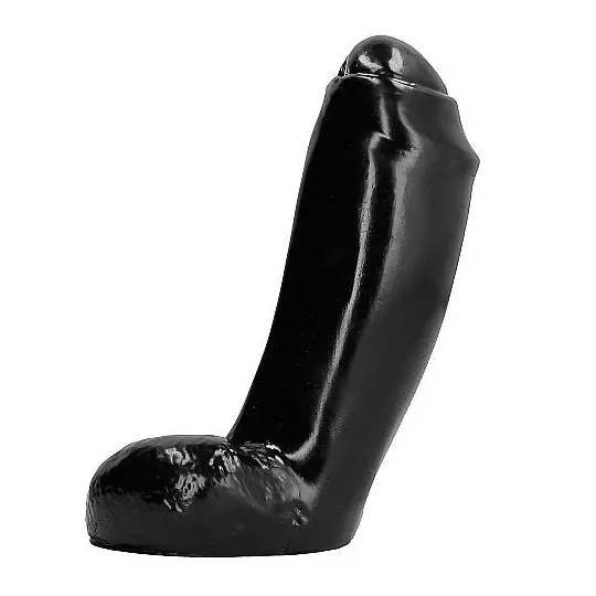 Realistic black dildo 18 cm with testicles, ALL BLACK brand, silicone sex toy for adults