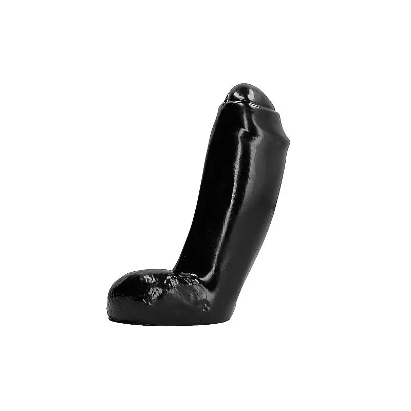 Realistischer schwarzer Dildo 18 cm mit Hoden, Marke ALL BLACK, Silikon-Sexspielzeug für Erwachsene