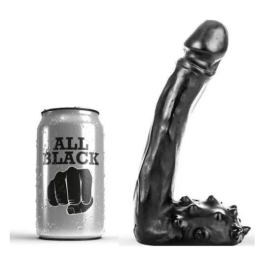 Realistic dildo ALL BLACK 19 cm, black color, with detailed veins and glans, for adult use