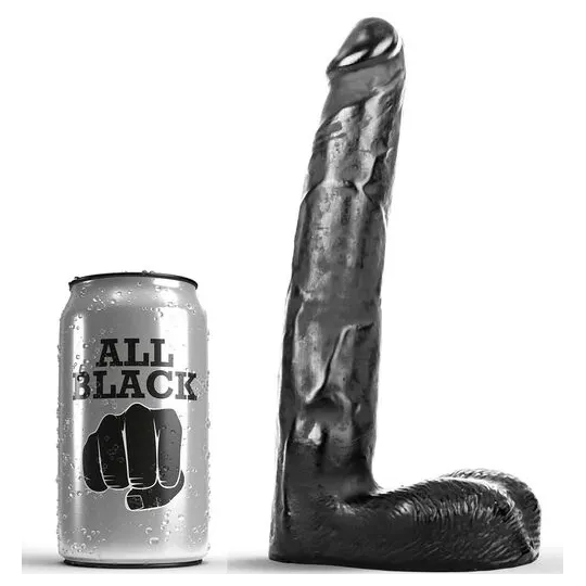 Consolador realista texturizado ALL BLACK 21 cm – juguete sexual negro con textura