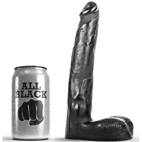 Realistic textured dildo ALL BLACK 21 cm – black sex toy with ribbed texture for pleasure
