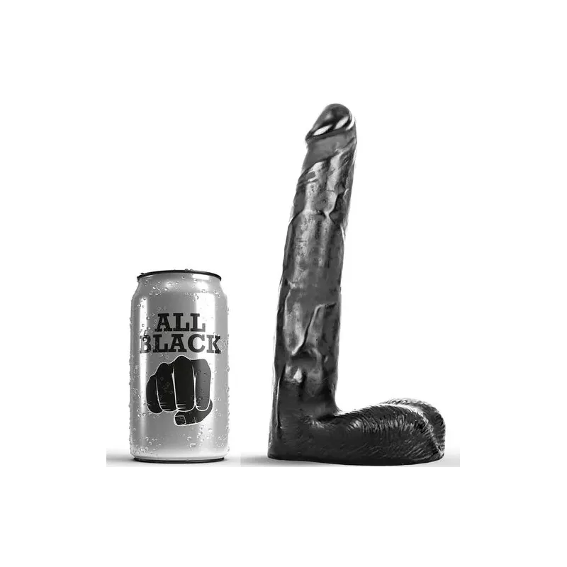 Consolador realista texturizado ALL BLACK 21 cm – juguete sexual negro con textura