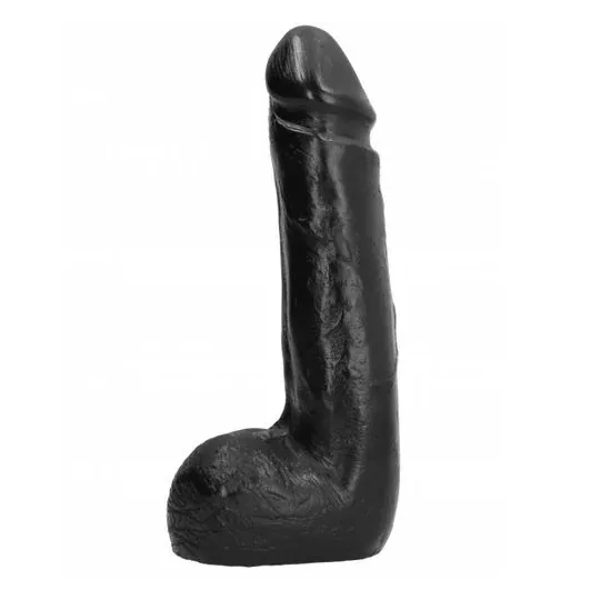 Gode réaliste noir doux 20 cm ALL BLACK, sextoy anal souple, vue détaillée du produit noir mat