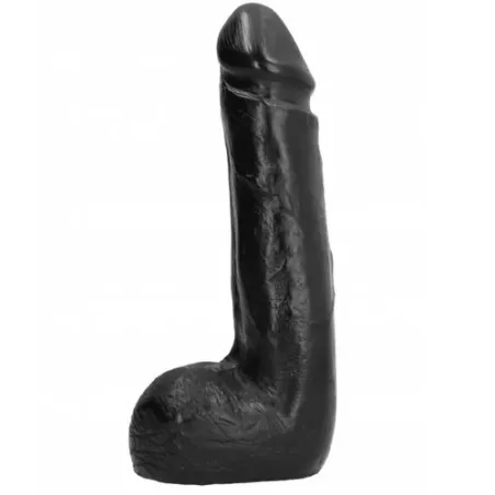 Gode réaliste noir doux 20 cm ALL BLACK, sextoy anal souple, vue détaillée du produit noir mat