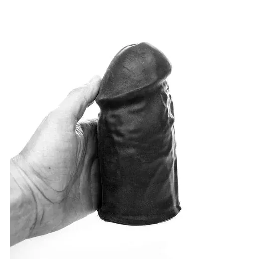 Soft realistic masturbator ALL BLACK black with zigzag pattern inside, 17 cm height, for male stimulation