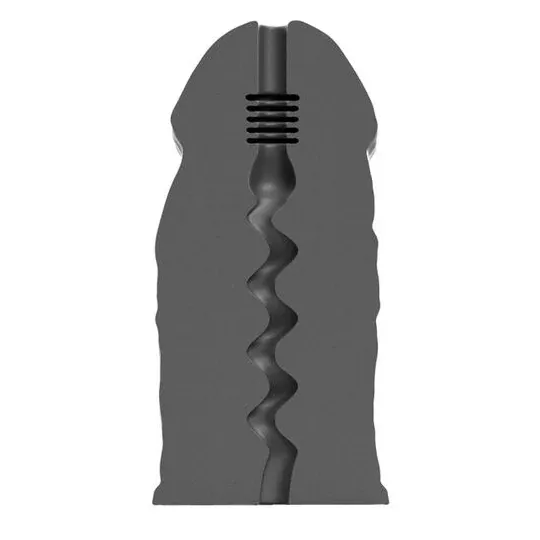Masturbateur réaliste doux ALL BLACK noir à motif zigzag intérieur, 17 cm de hauteur, pour stimulation masculine