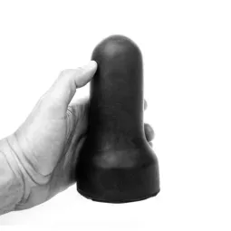 Black realistic striated masturbator ALL BLACK front view
