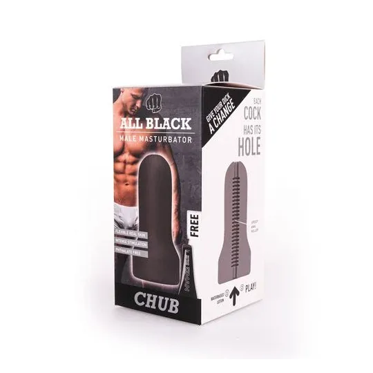 Masturbatore nero texture striata realistica ALL BLACK vista frontale