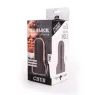 Black realistic striated masturbator ALL BLACK front view