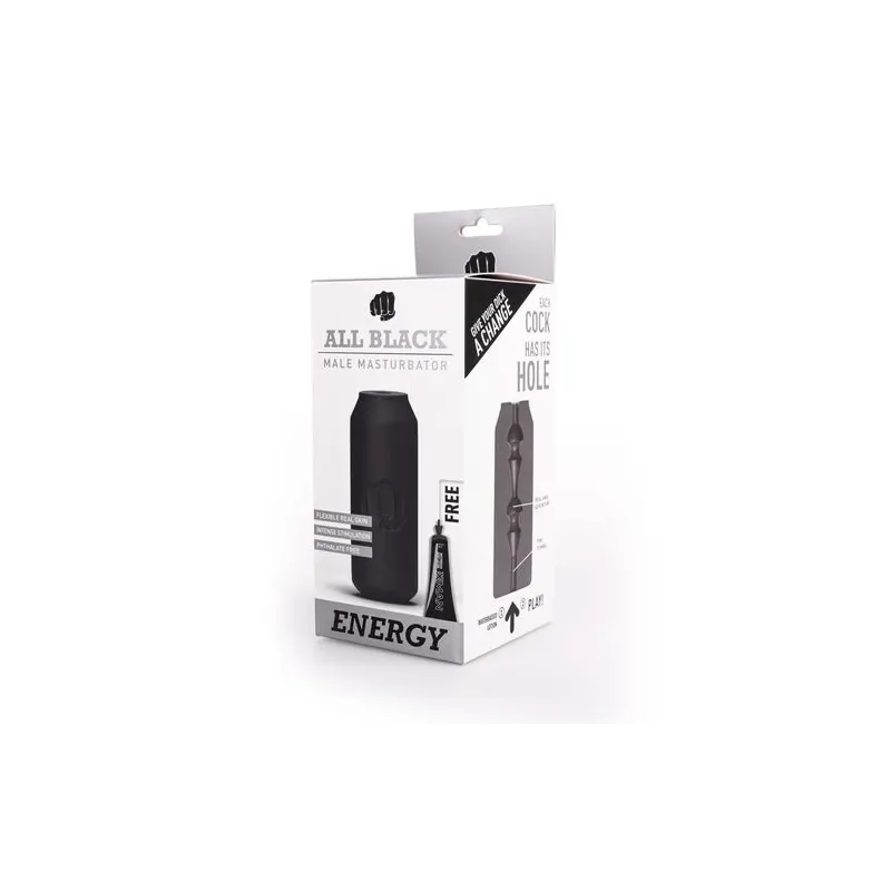 Masturbateur ALL BLACK Energy en forme de canette noire – vue avant