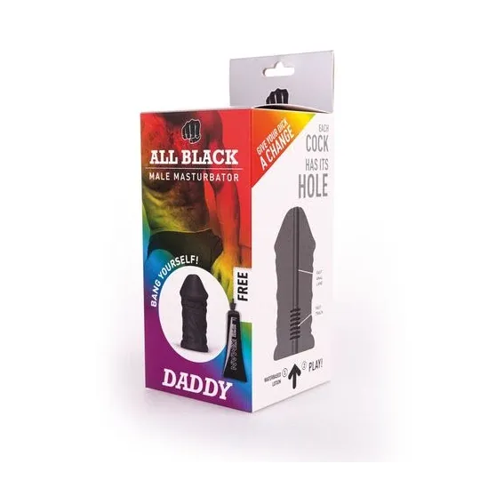 Masturbateur Papa ALL BLACK tige veinée réaliste 17 cm vue principale pour hommes