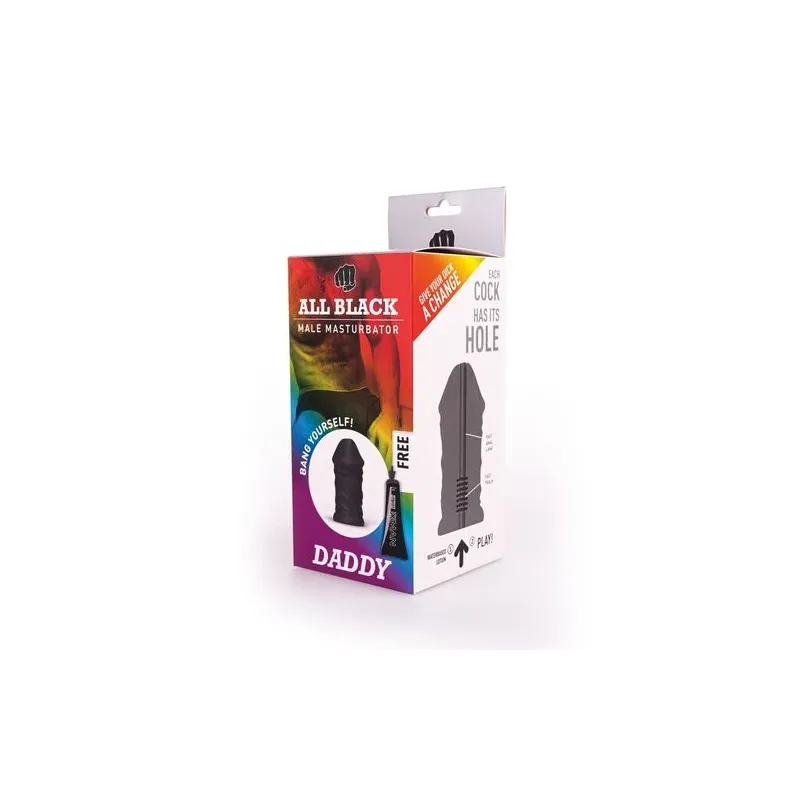 Masturbateur Papa ALL BLACK tige veinée réaliste 17 cm vue principale pour hommes