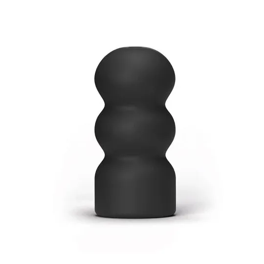 Black textured masturbator ALL BLACK - male sex toy with internal ridges