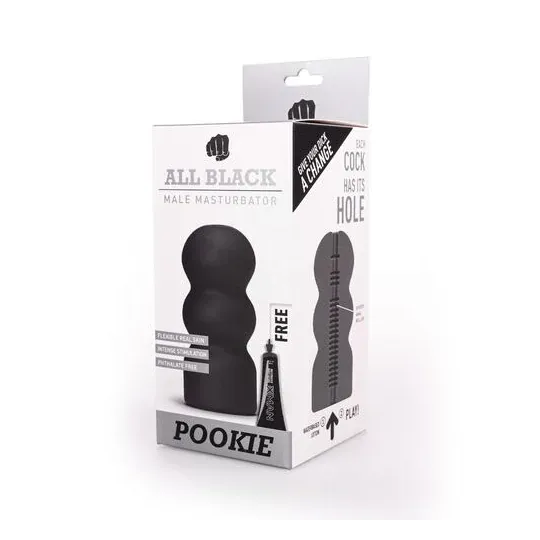 Black textured masturbator ALL BLACK - male sex toy with internal ridges