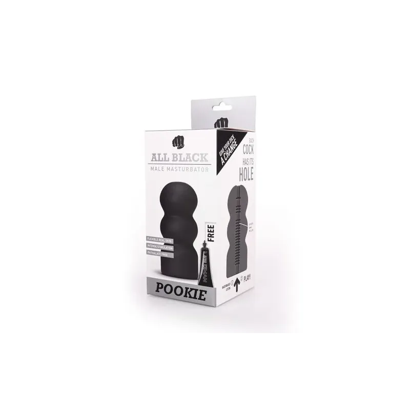 Masturbatore testurizzato nero ALL BLACK - giocattolo sessuale maschile con creste interne