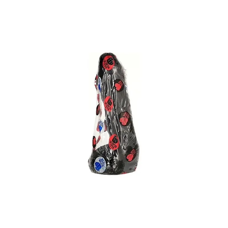 Realistischer Dildo ALL BLACK 20 cm - Vorderansicht des schwarzen Analdildos aus PVC mit gewellter Textur