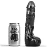 Realistischer Dildo ALL BLACK 20 cm - Vorderansicht des schwarzen Analdildos aus PVC mit gewellter Textur