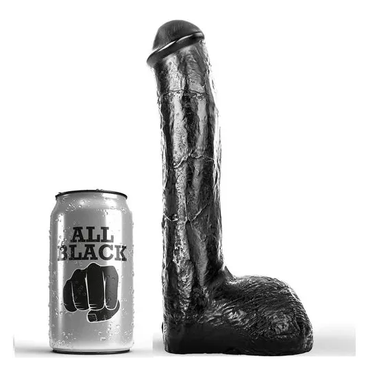 Dildo anale realistico testurizzato 23 cm nero ALL BLACK per una stimolazione anale intensa