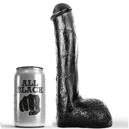 Realistic textured anal dildo 23 cm black ALL BLACK for maximum anal stimulation