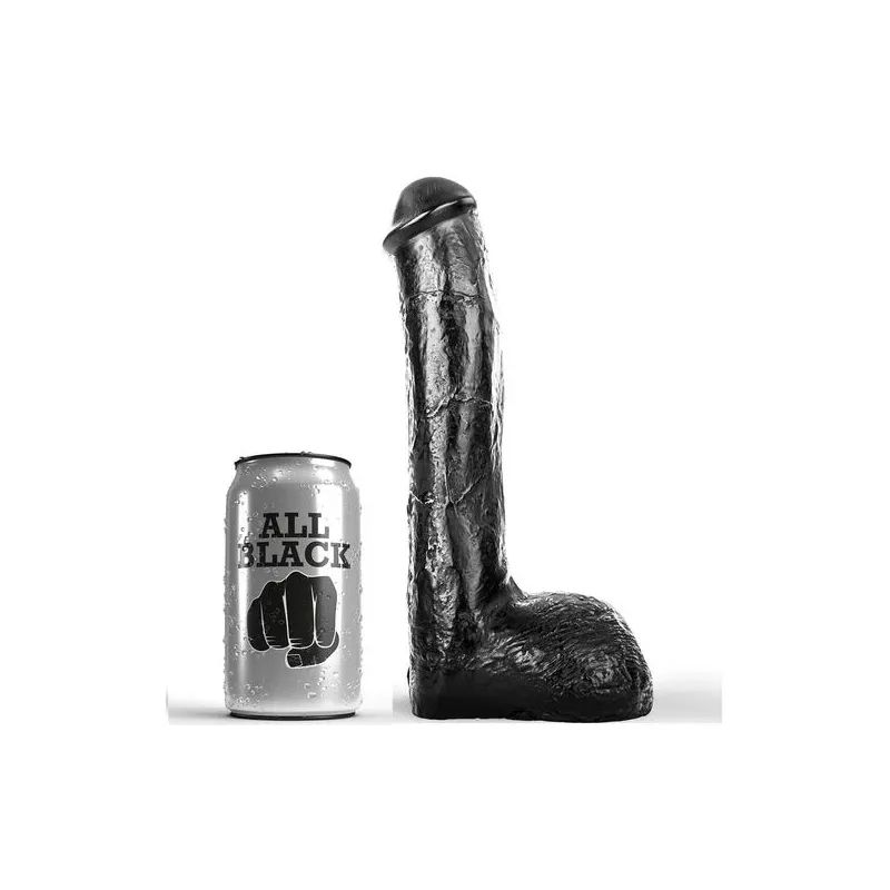 Realistic textured anal dildo 23 cm black ALL BLACK for maximum anal stimulation