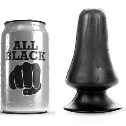 12 cm anal plug from All Black in black color with a flared base for safe use.