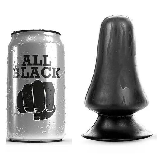 Analplug 12 cm von All Black in Schwarz mit abgerundeter Basis für sichere Anwendung.