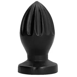 Plug anale scanalato nero 12 cm ALL BLACK, giocattolo anorettale con scanalature profonde in PVC senza ftalati