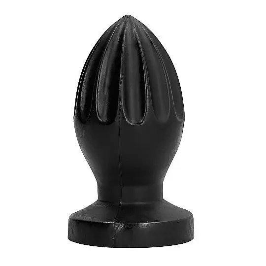 Plug anale scanalato nero 12 cm ALL BLACK, giocattolo anorettale con scanalature profonde in PVC senza ftalati
