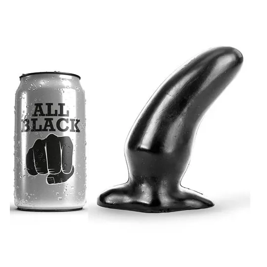 Plug anale ALL BLACK nero curvo 13 cm design ergonomico per stimolazione prostata e punto G