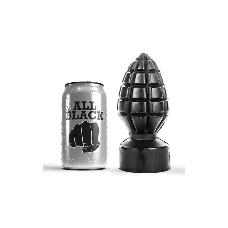 Plug anal grenade noir 14 cm ALL BLACK PVC sex toy forme grenade