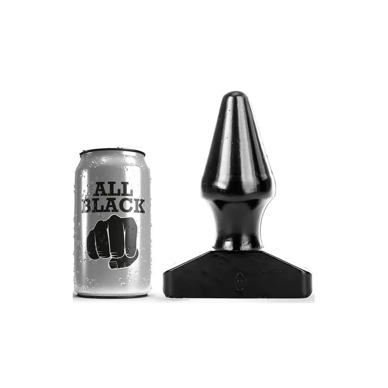 Plug anale conico nero ALL BLACK 15,5 cm – vista frontale