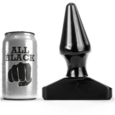 Black ALL BLACK cone-shaped butt plug 16 cm PVC for gradual anal stretching