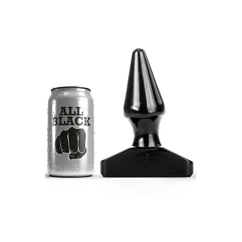 Plug anale conico nero 16 cm ALL BLACK in PVC per facile inserimento