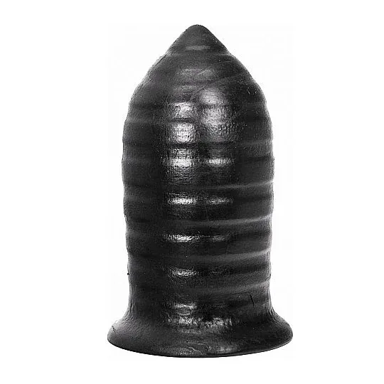 ALL BLACK Plug anal nervuré noir 16 cm avec 14 cm insérable pour stimulation maximale